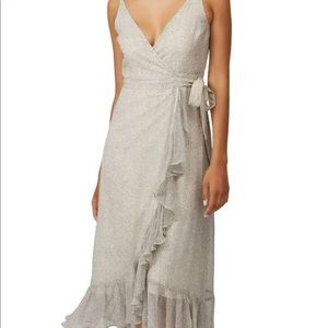 NWT All Saints Dayla Wrap Ruffle Midi Dress